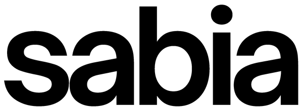 Black 'sabia' logo on a white background
